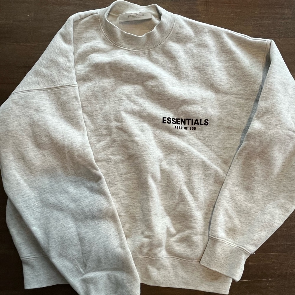 Essentials Gray Crewneck Sweater with Minimalist Design